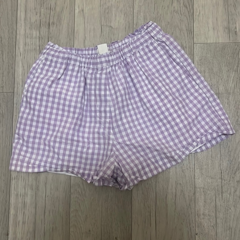 Crewcuts plaid girls size 10 purple white shorts